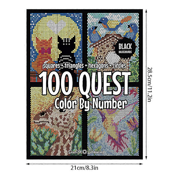 100 QUEST Väritä Numeroiden Mukaan - Puzzle-värikyniä Aikuisten, Kannettava Helppo Värikyniä Toiminta Kirjat Suuri Lahja Idea