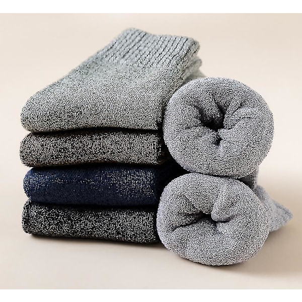 5 Par Herre Ullsokker, Tykke Varme Vintersokker, Tursokker Myke Fritidssokker For Menn One Size Fits