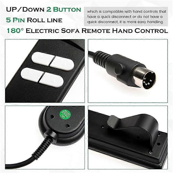 Replacement Remote Control for Electric Sofa, 5-Pin 4-Button Remote Control for OKIN LIMOSS