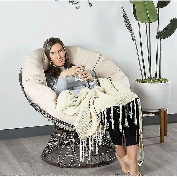 Rund pute, rund, tuftet stolpute, tykk ensfarget komfortabel gulvpute, hagepute, rotting lenestolpute (40 cm) Khaki