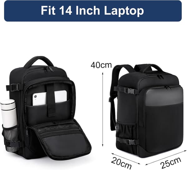 Resebackpack Kabin Flygplan 40x20x25 Svart 20L