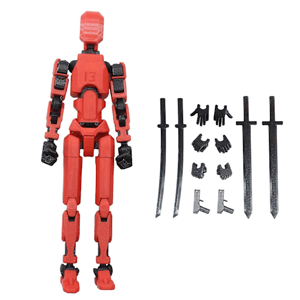 T13 Action Figur, Titan 13 Action Figur, Robot Action Figur, 3D Printet Action Red