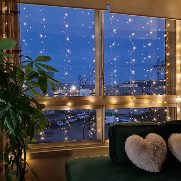 Lysgardin Varmt Hvit 200 LED 2m x 2m LED Lyskjede Gardin LED Lysstreng for Juledekorasjon
