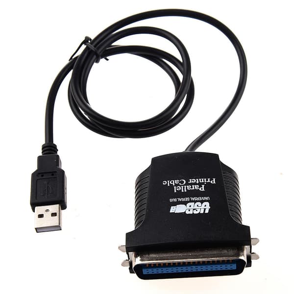 USB Printer Parallel Port 36-bens Han-Stik Konverteringskabel Sort