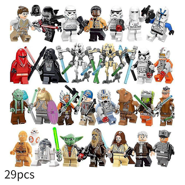 29 st Star Wars Minifigurer Actionfigurer Byggklossar Leksaker för Barn