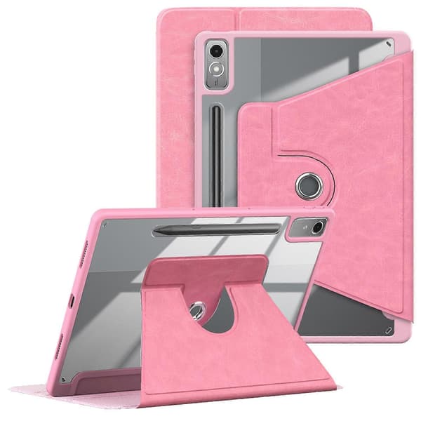 Fodral för Lenovo Tab P12 TB371FC Läder+Akryl+TPU Stativ Tabletskydd med Auto Väcka/Sova Pink