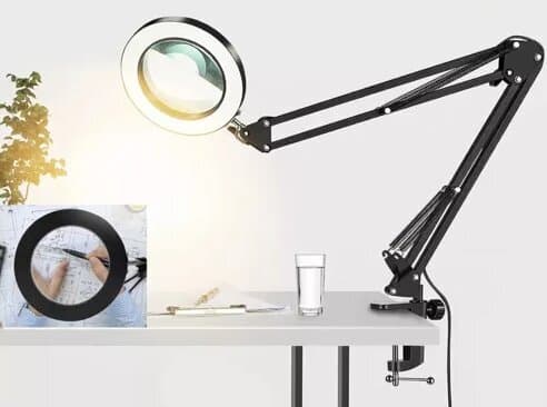 LED armatur med forstørrelsesglas, sort