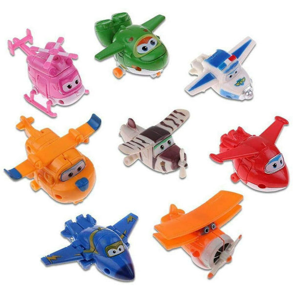8-pack Super Wings Transformerflygplan Mini-figurer Leksaker för Barn