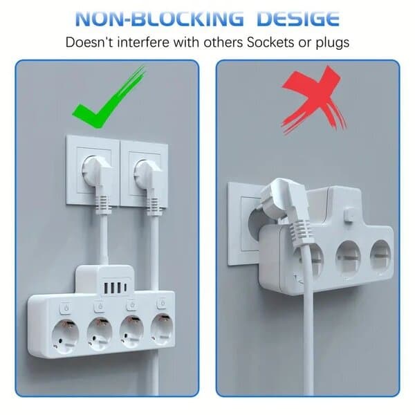 4-port USB-hub med stikdåser