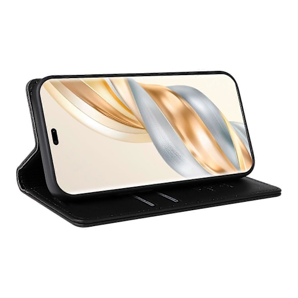 Honor Magic7 Lite 5G/ X9c 5G Lompakkokotelo Korttipaikka Jalusta Nahkainen Puhelinkotelo Black