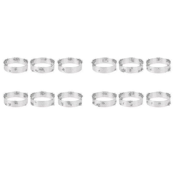 12st 6cm Tartlett Ring Rostfritt Stål Tartlettform Cirkelskärare Pajring Värmebeständig Perforerad