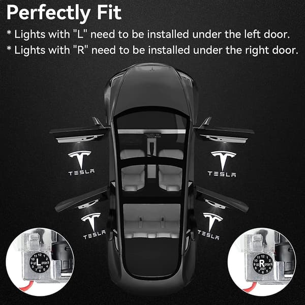 Tesla Dörrljusprojektor för Model 3, Model Y, Model S, Model X - 4 st/förpackning