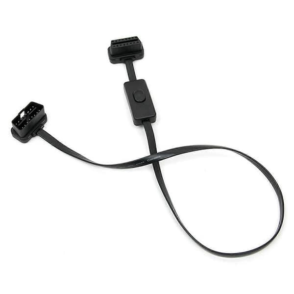 OBD2 Han til Hun Retvinklet Diagnostisk Forlængerkabel 60CM med Strømbryder OBD Switch Kabel