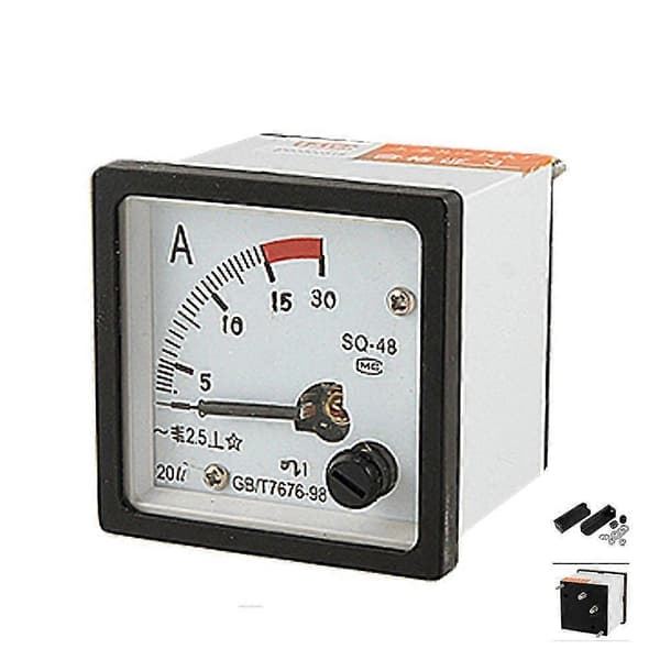 SQ48 Analog AC Strøm Panelmåler Amperemeter 0-15A Måler Hvit + Svart