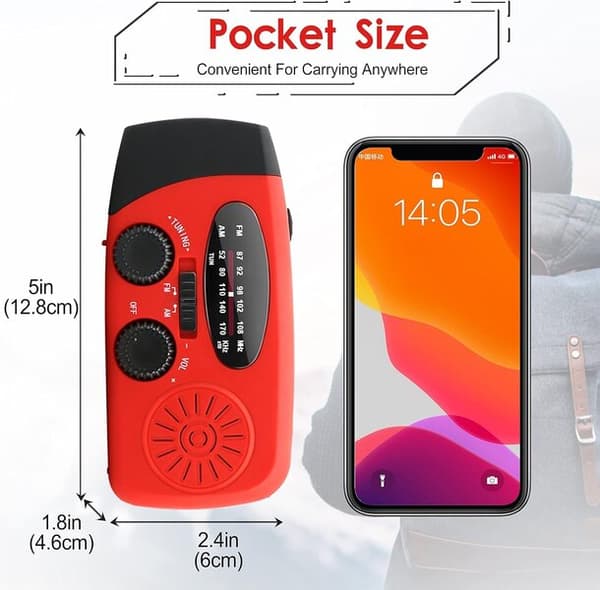 Multifunksjonell manuell radio med 2000/2000 mAh