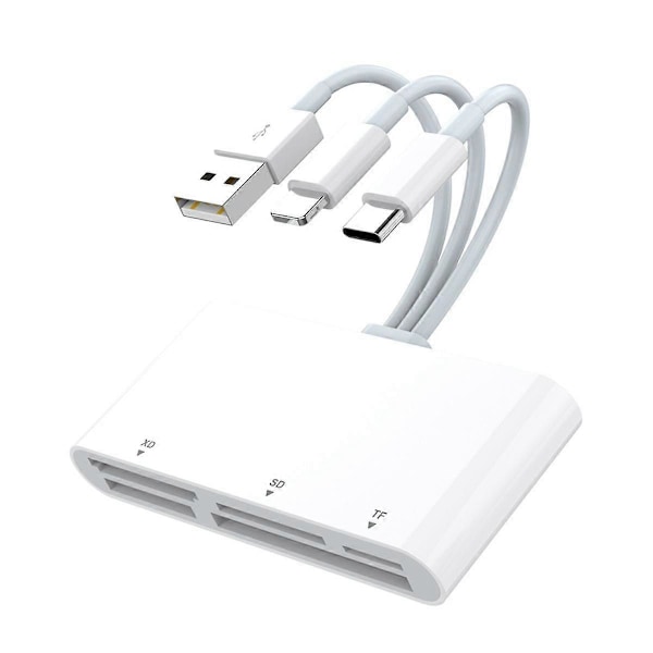 5-i-1 Hukommelseskortlæser USB OTG Adapter TYPE-C Kortlæser Support SD TF XD MS Kort til I-Phone/