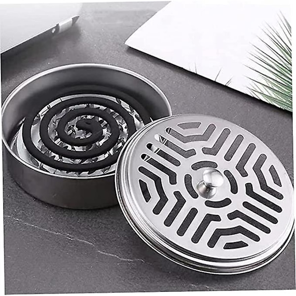 Myggspiralholder i rustfritt stål, spiralforbrenningsboks, bærbar myggspiralholder, 2 stk. jernmyggbrett