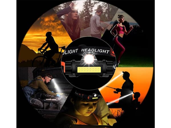 4in1 LED-otsalamppu, musta
