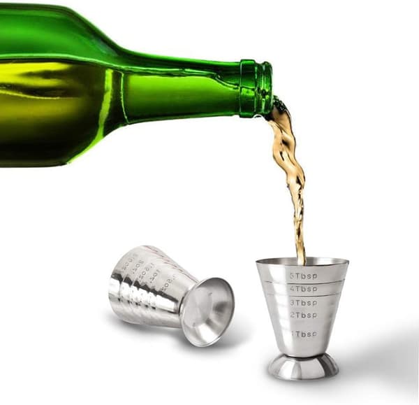 Mätkopp i rostfritt stål, 2,5 oz, 75 ml, 5 msk, Cocktail Jiggers, 2-pack