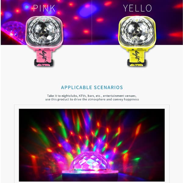 Mini Diskokulelys, LED Diskoteklys med 5 Moduser, LED Diskoteklys USB-Lading Stjerneprojektorlys