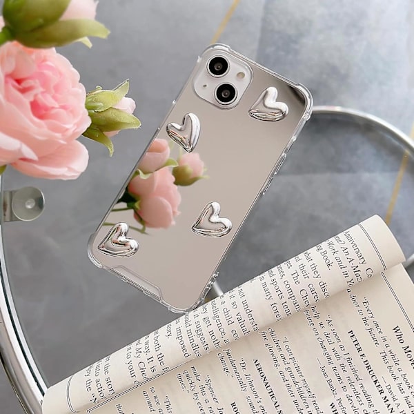 Iphone 13 Spejl Cover Fleksibelt Sødt Hjerte Blød Silikone Klar Makeup Spejl Kvinder Piger Stødsikkert Beskyttelses Cover Etui Til Iphone 13