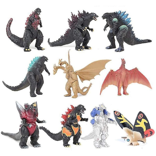 10 sett Godzilla Film Monster Godzilla Vs. Kong Leke, Raton Mosla King Kidora, Trehodet Drage Puslespill Stjerne Håndlaget Dukke Dekorasjoner Kongen Av Mon