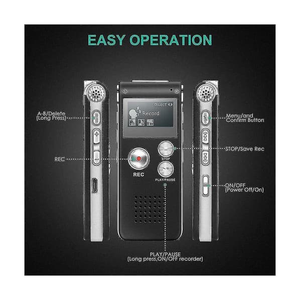 Paranormal Utrustning Digital Evp Röstaktiverad Inspelare Usb Us 8gb Black