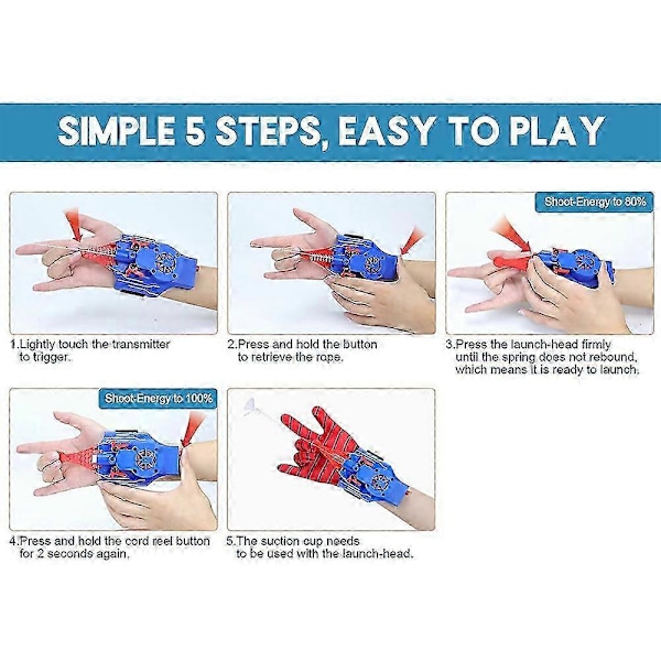 Spiderman Web Shooter Launcher Snöre Leksak Elektrisk Rulle In Spider Web Shooters Barn Spider Silk Handskar Rollspel Leksak Blue