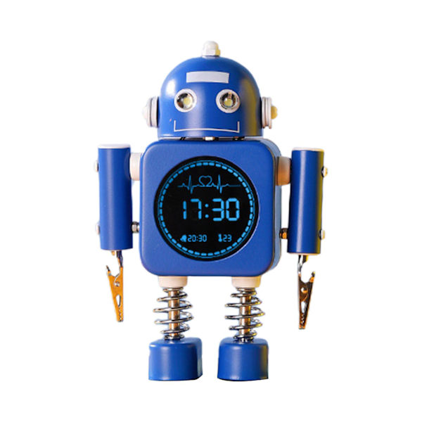 Robot Smart Digital Vekkerklokke Med Snooze-modus Temperaturvisning For Jenter Gutter Våkne Opp Soverom For Tidsklokke Blue