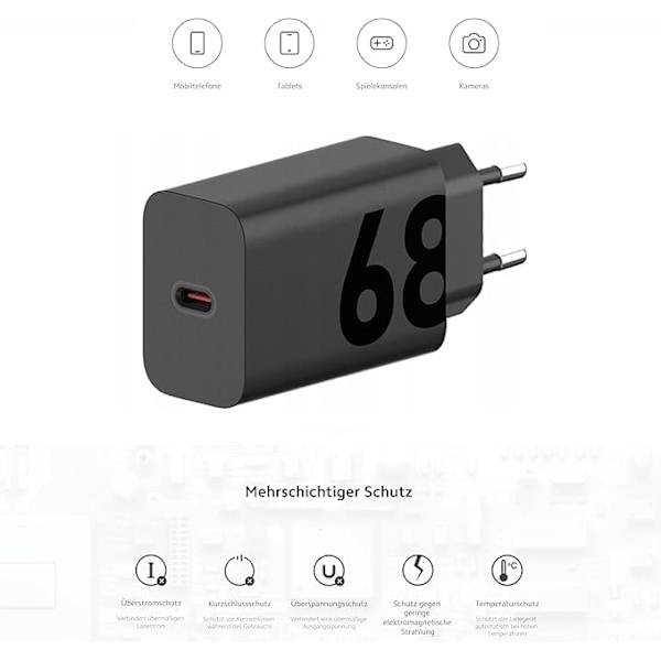Motorola MC-682L TurboPower 68W Vegglader USB-C Strømadapter uten kabel Black
