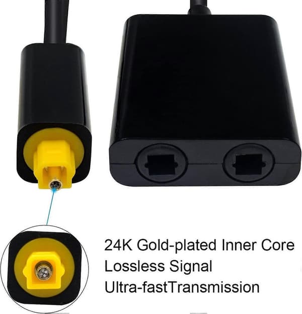 Toslink Splitter 1 til 2 Digital Optisk Audio Splitter 1 ind 2 ud Audio Adapter Kabel Splitter