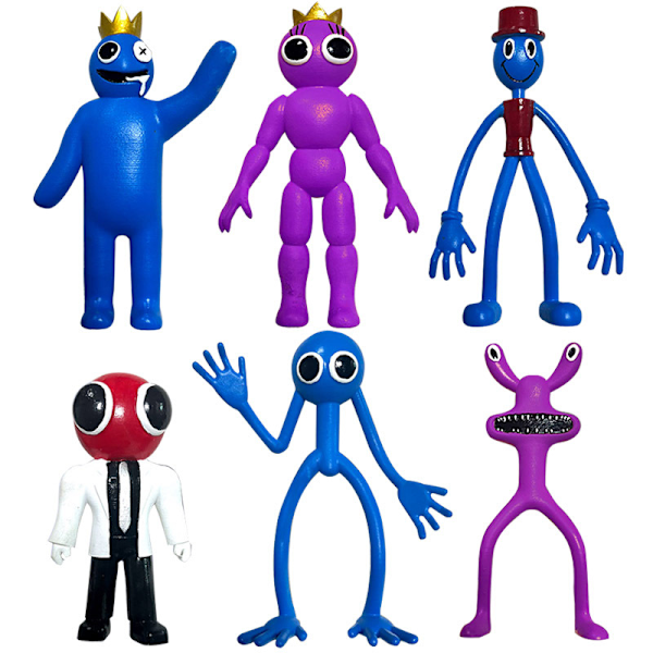 6-pack Rainbow Friends Actionfigurer Leksaker Barn Docka Present