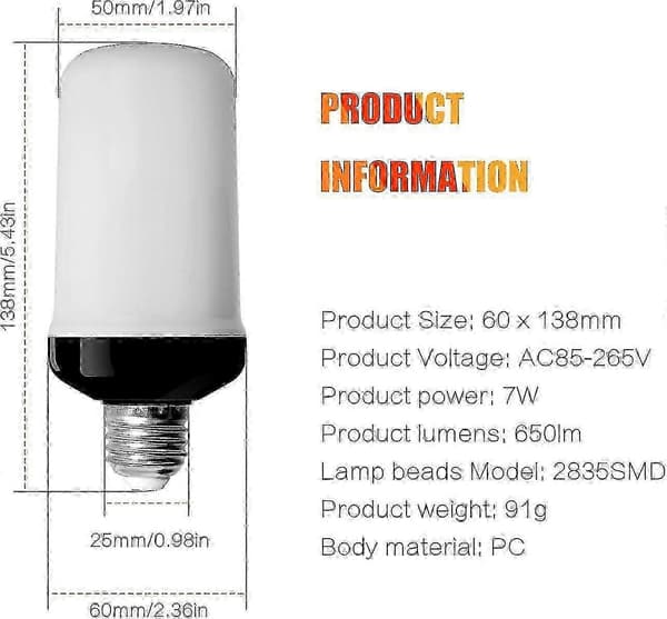 4-pack E27 Flame Effect Light Bulbs 4W LED Flame Effect Bulbs 4 Lighting Modes Decorative Indoor Lights for Home, Garden and Party