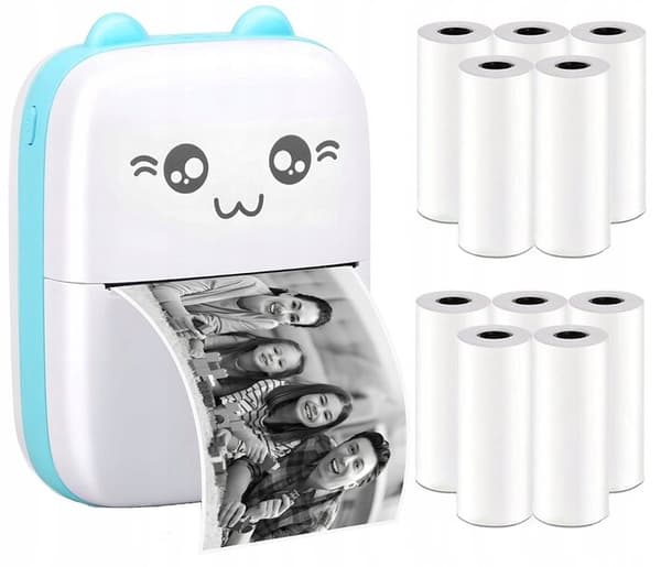 Mini fotoprinter + 10 ruller trykpapir Blue