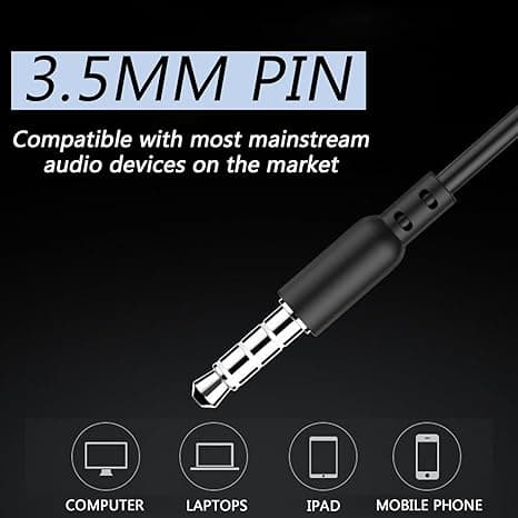 Bas-stereohovedtelefoner med 3,5 mm kabel Black