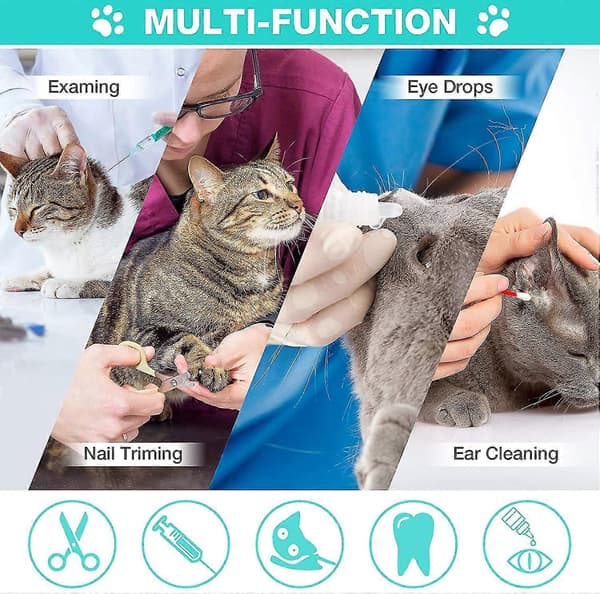 Dusenetpose til katte, badepose til kattepleje, justerbar vaskepose til katte, multifunktionel pose til at holde katte fast, forhindrer bid