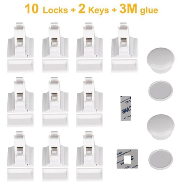 Magnetisk skaplås, 10 låser + 2 nøkler