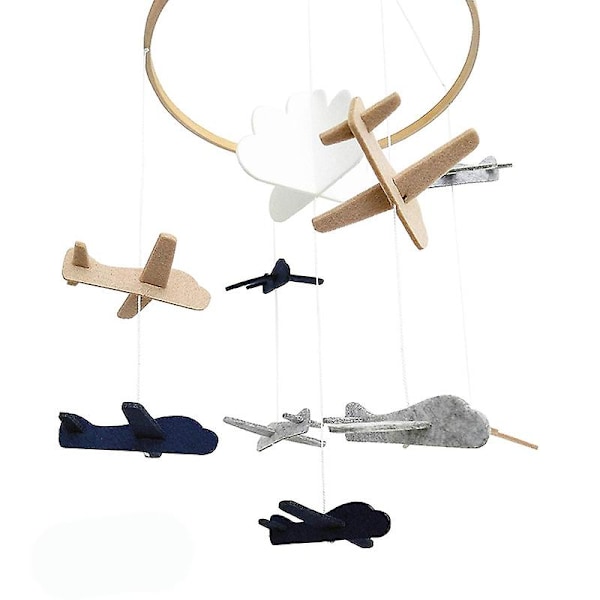 Barnevognsmobil Flyvemaskiner & Sky Nursery Dekoration Grå Og Hvid, Blå Marine, Tan Baby Barnevognsmobil Fo