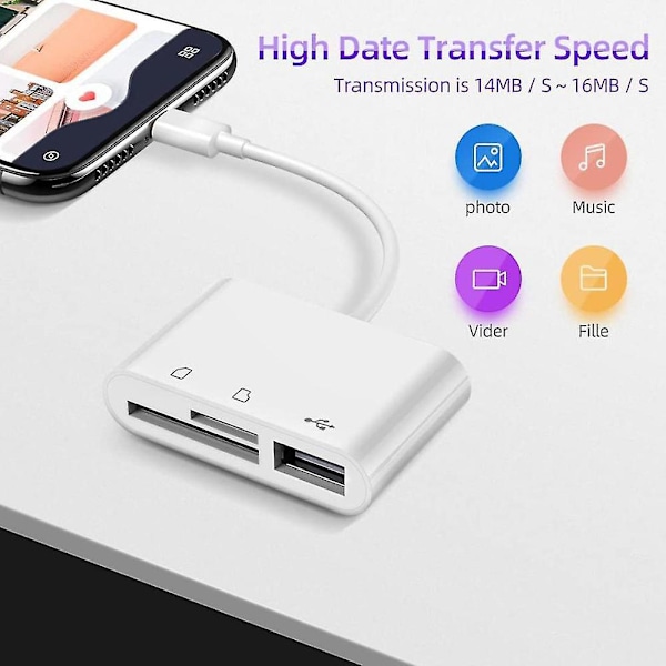 3-i-1 Typ-c -usb Sd Tf Telefon Otg Kortläsare Adapter Sd-kortläsare För Galaxy För Tablet, Vit