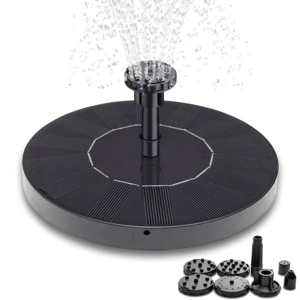 Solcellsdriven fontän / Vattenfontän med solcell - 16 cm Svart