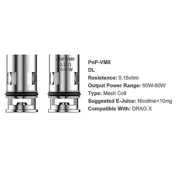 10 st PNP Förångare Ersättningscoil VM6 0,15ohm PNP Coil för Drag X/Drag Max/Argus Pro/Argus X/Argus GT