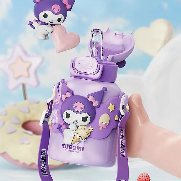 Sanrio Kuromi Termokop Piger Kawaii Anime Cinnamoroll My Melody Sugerør Kop Vinter Varm Stor Kapacitet Vandflaske Gave Til Børn Kuromi