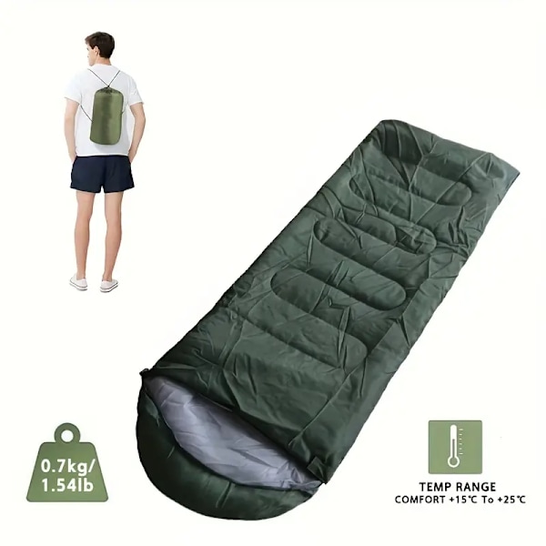 Sovsäck Ultralätt Camping Vattentät Sovsäck Förtjockad Varm Vintersovsäck Vuxen Utomhus Camping Sovsäckar Green