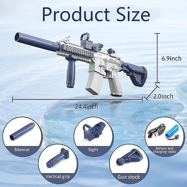 Automatisk Elektrisk Vannpistol for Voksne Kraftig Sprutepistol for Sommerglede Blue