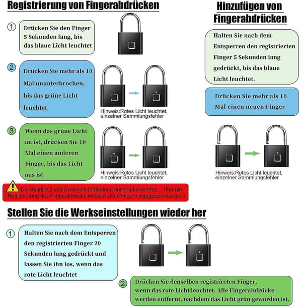 Fingeravtryckslås Smart Fingeravtryckslås, USB-laddningslås