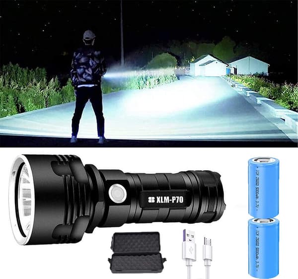 P70 taskulamppu 3000-10000 lumenia Tehokas LED-taskulamppu Black