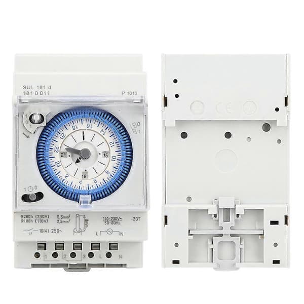 SUL181D Mekanisk Timer 15 Minutter 24 Timer Timer Tidsbryter Relé 250VAC 16A 12VAC/DC