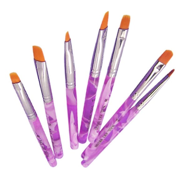 7 st/set Sorterade Akryl UV Gel Nagel Lösnaglar Toppar Byggarborste Penna Manikyrverktyg