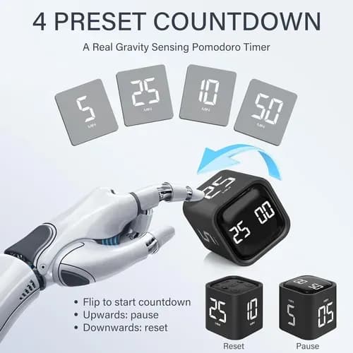 Spin Pomodoro Cube Timer – roterende produktivitetstimer med forudindstillede tilstande