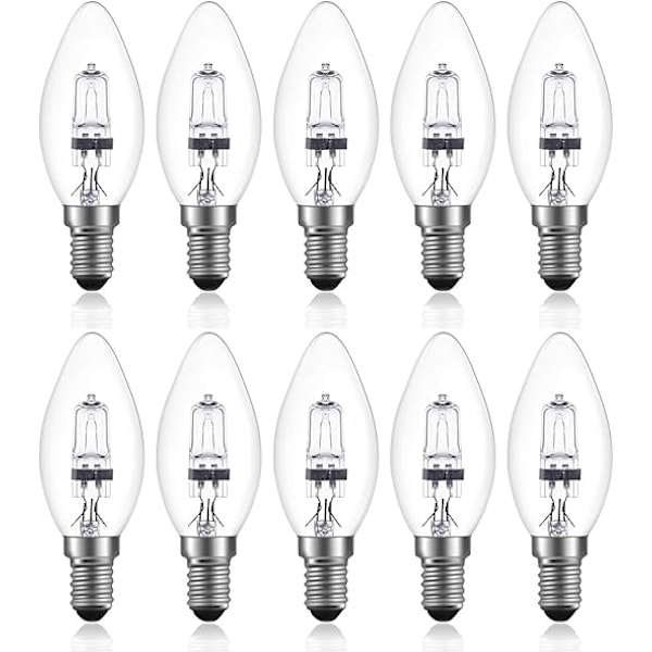 42w E14 C35 Dimbar Halogenpære Ac 220-240v Varmhvit 2700k E14 Transparent Halogen Lyspære 10PCS